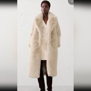 Banana Republic Cream Long Faux fur coat